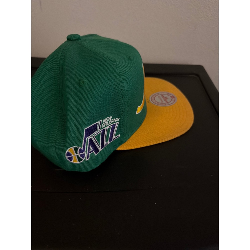 Mitchell & Ness New Orleans Jazz Snapback Hat Green Yellow NBA Cap 21188028 - Picture 3 of 4